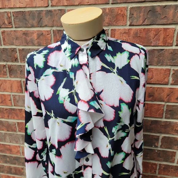 Banana Republic Floral Ruffle Button Shirt Dress Size Small - Picture 6 of 13